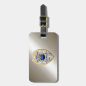 裏返しボタン付き薄い青い線バッジ ラゲッジタグ (正面縦)