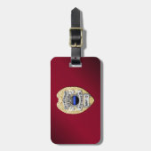 裏返しボタン付き薄い青い線バッジ ラゲッジタグ (正面縦)