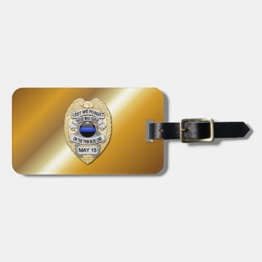 裏返しボタン付き薄い青い線バッジ ラゲッジタグ (正面横)