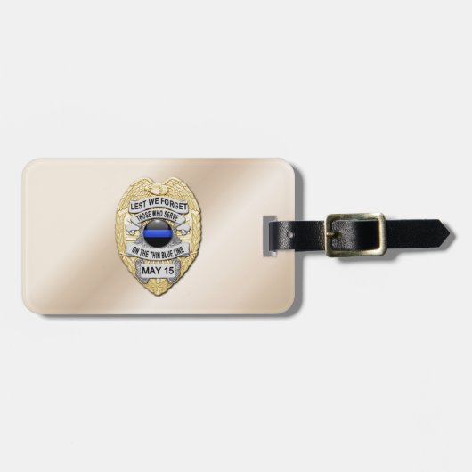 裏返しボタン付き薄い青い線バッジ ラゲッジタグ (正面横)