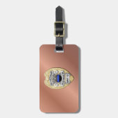 裏返しボタン付き薄い青い線バッジ ラゲッジタグ (正面縦)