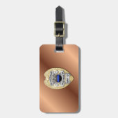 裏返しボタン付き薄い青い線バッジ ラゲッジタグ (正面縦)