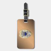 裏返しボタン付き薄い青い線バッジ ラゲッジタグ (正面縦)