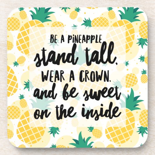 裏面がコルクのプラスチックコースター（パイナップル柄） - 6枚セット コースター (正面)