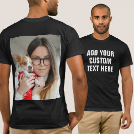 裏面にカスタムテキストまたは名前と写真を入れられます Tシャツ