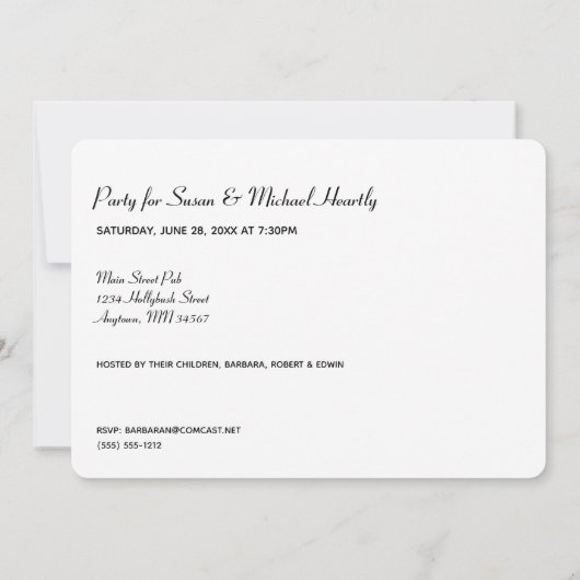 裏面に情報が入った25歳の招待状 招待状 (裏面)