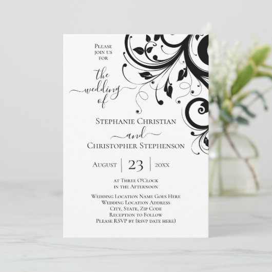 裏面に黒白のお祭りな渦巻き写真 招待状 (スタンド正面)