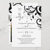 裏面に黒白のお祭りな渦巻き写真 招待状 (正面/裏面)