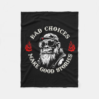 裏面に「Monkey Bad Choices Make Good Stories」  フリースブランケット
