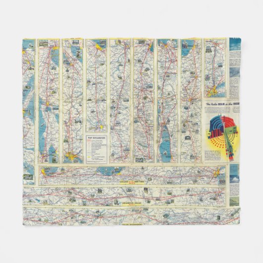 裏面のアメリカン航空システム地図 フリースブランケット (正面(横))