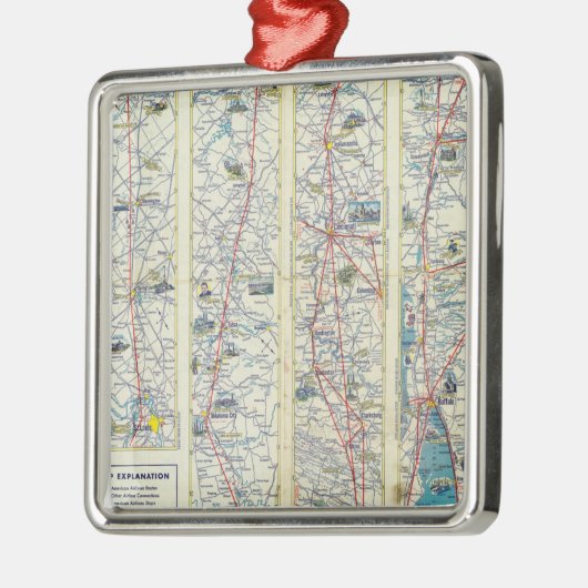 裏面のアメリカン航空システム地図 メタルオーナメント (左)
