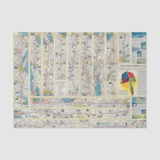 裏面のアメリカン航空システム地図 薄葉紙 (正面)