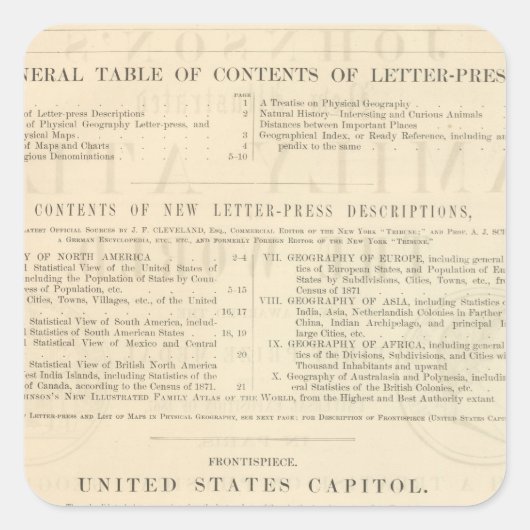 裏面のジョンソンの新しく図解入りの、写真付きのな家族の地図書 スクエアシール (正面)