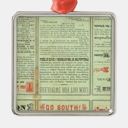 裏面のテキサス州 メタルオーナメント (正面)