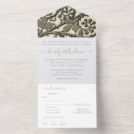 裏面の写真 アールヌーボーな葉と蔦 オールインワン招待状 (内側)