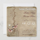 裏面の鳥かごに写真を飾る Save the Date 招待状 (正面)