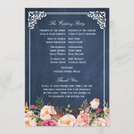 (裏面) 花柄 黒板 DIY 結婚式プログラム扇風機 プログラム