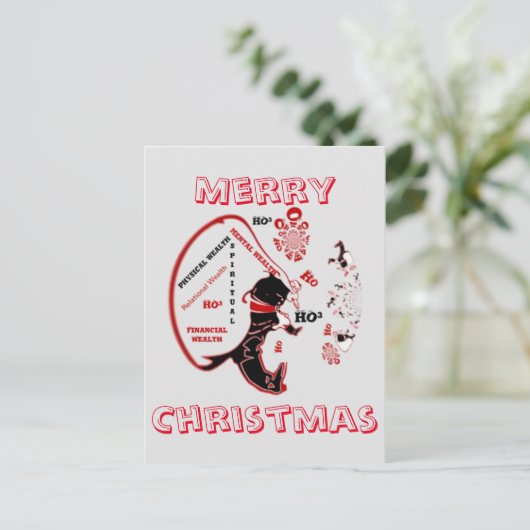 裕福なサンタのバッグ:メンタルのホーホー、スピリチュアル、 シーズンポストカード (スタンド正面)