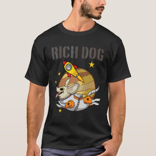 裕福な犬の惑星 宇宙飛行士 観光客 スペースドッグ Tシャツ (正面)