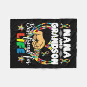 補助女性自閉症意識奈々と祖父 フリースブランケット (正面(横))