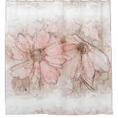 補液フローラ水彩赤面ピンクID712 シャワーカーテン (正面)