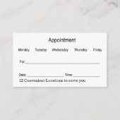 補聴器および聴学アポイントメント 名刺 (裏面)