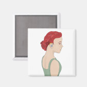 補聴器を使った少女 マグネット (正面/裏面)