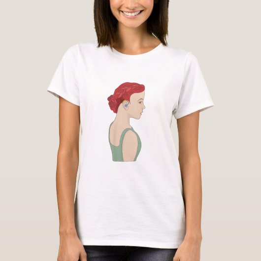 補聴器を使った少女 Tシャツ (正面)