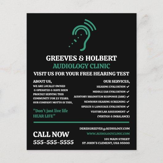 補聴器デザイン、聴診器、聴診器 チラシ (正面)