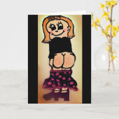 裸お尻おもしろいの誕生日カード カード (黄色い花)