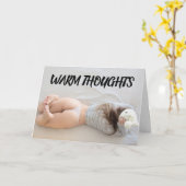 裸お尻G弦ビーチガールおもしろい誕生日カード カード (黄色い花)