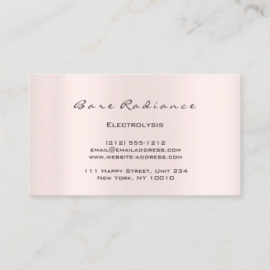 裸の放射電気電解ワックス抜き脱毛 名刺 (裏面)