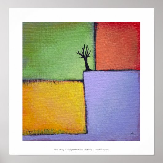 裸の木のカラフルアートモダン絵画四季 ポスター (正面)