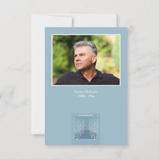 裸の木の葬儀の写真のサンキューカード サンキューカード (裏面)