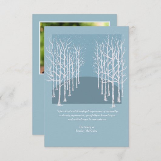 裸の木の葬儀の写真のサンキューカード サンキューカード (正面/裏面)