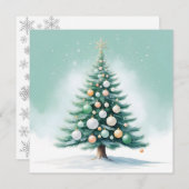 裸の緑の松の木 | 銀緑オレンジ シーズンカード (正面/裏面)