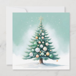 裸の緑の松の木 | 銀緑オレンジ シーズンカード