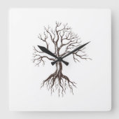 裸木 スクエア壁時計 (正面)