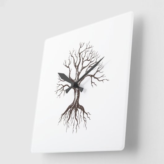 裸木 スクエア壁時計 (傾斜)