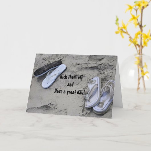 裸足で走お前の誕生日におもしろいを持つ カード (黄色い花)