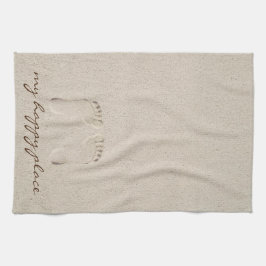 裸足プリントインビーチ砂 キッチンタオル