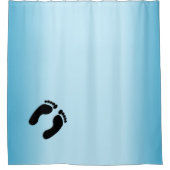 裸足跡（青） シャワーカーテン (正面)