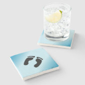 裸足跡（青） ストーンコースター (横)