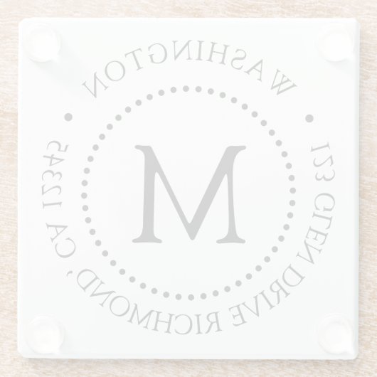 製カスタムドットフレームモノグラムガラスコースター ガラスコースター (裏面)