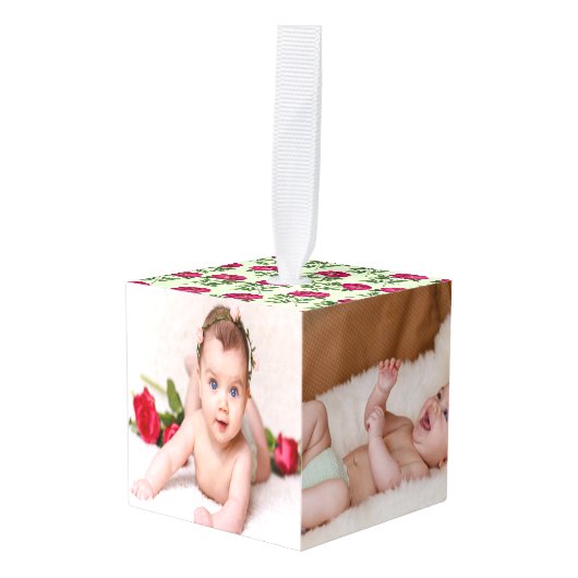 製パーソナライズされたカスタム造 キューブオーナメント (正面アングル)