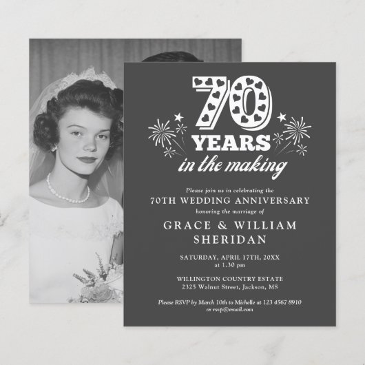 製作中の予算 70周年記念写真招待状 (正面/裏面)