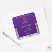 製品かわいらし包装ラベル紫と銀 スクエアシール (封筒)