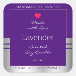 製品かわいらし包装ラベル紫と銀 スクエアシール
