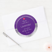 製品かわいらし包装ラベル紫と銀 ラウンドシール (封筒)