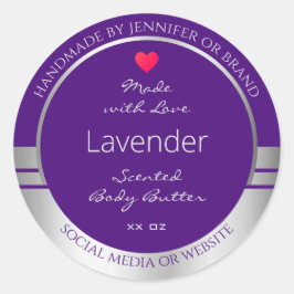 製品かわいらし包装ラベル紫と銀 ラウンドシール